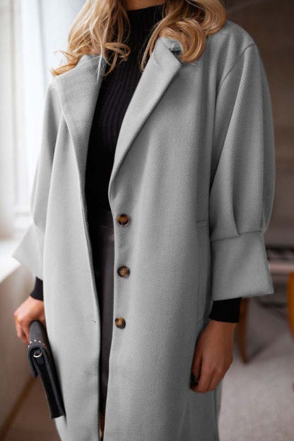 Women's Autumn And Winter Three-quarter Sleeves Suit Collar Woolen Coat Coat