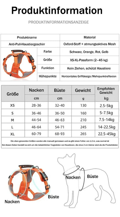 Verstellbares Hundegeschirr™ Atmungsaktive Leine ohne Zug