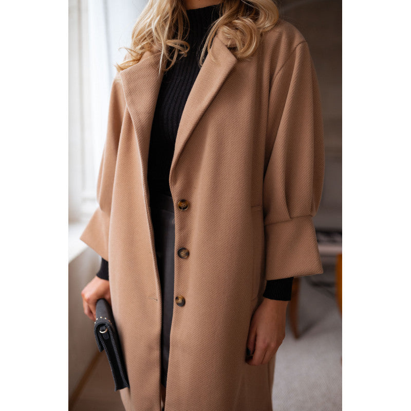 Women's Autumn And Winter Three-quarter Sleeves Suit Collar Woolen Coat Coat