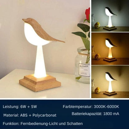 Vogel-LED-Touch-Lampe™ Elster-inspiriertes Design