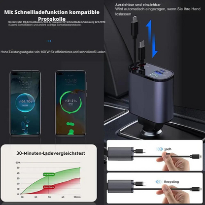 Superschnelles Autoladegerät™ 4 in 1 USB Typ