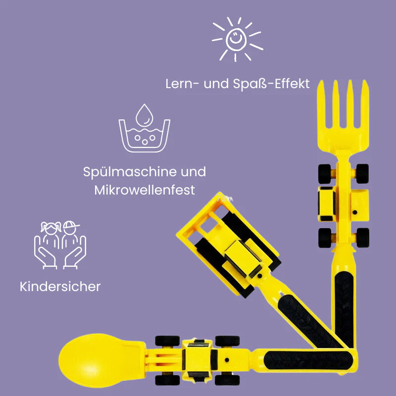 Bulldozer Löffel- und Gabelset™ Kleinkinder Spaß Spielzeug Utensilien